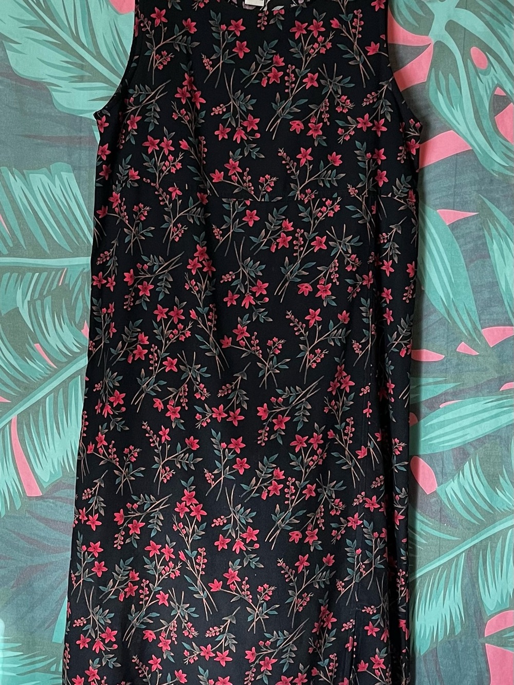 Ty Floral Top in Black with Pink Blossoms